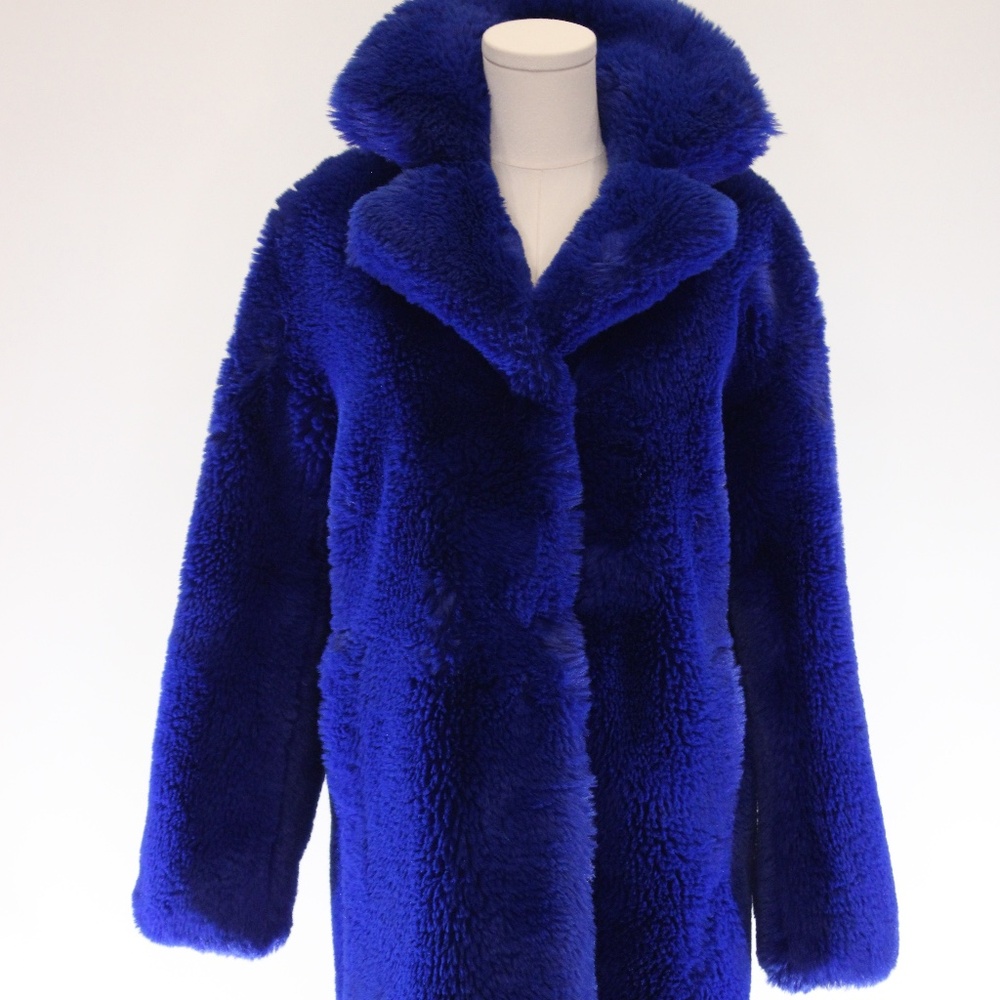 Noize, Faux Fur Sapphire Coat, Size S/P - Picture 3 of 11